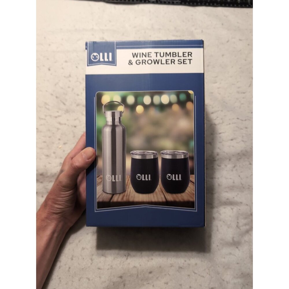 OLLI 3 Piece Set Wine Tumbler & Growler Steel - 750ml Growler, 14oz Tumblers